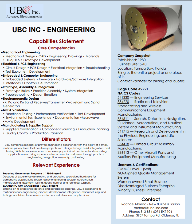 UBC Capabilities Statement